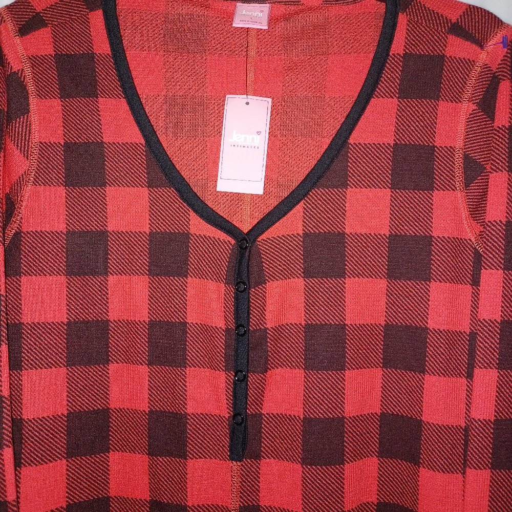 JENNI by JENNIFER MOORE BUFFALO CHECKERED PRINT ONESIE PAJAMAS